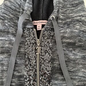 Juicy Couture Charcoal Sequin Zip-Up Hoodie